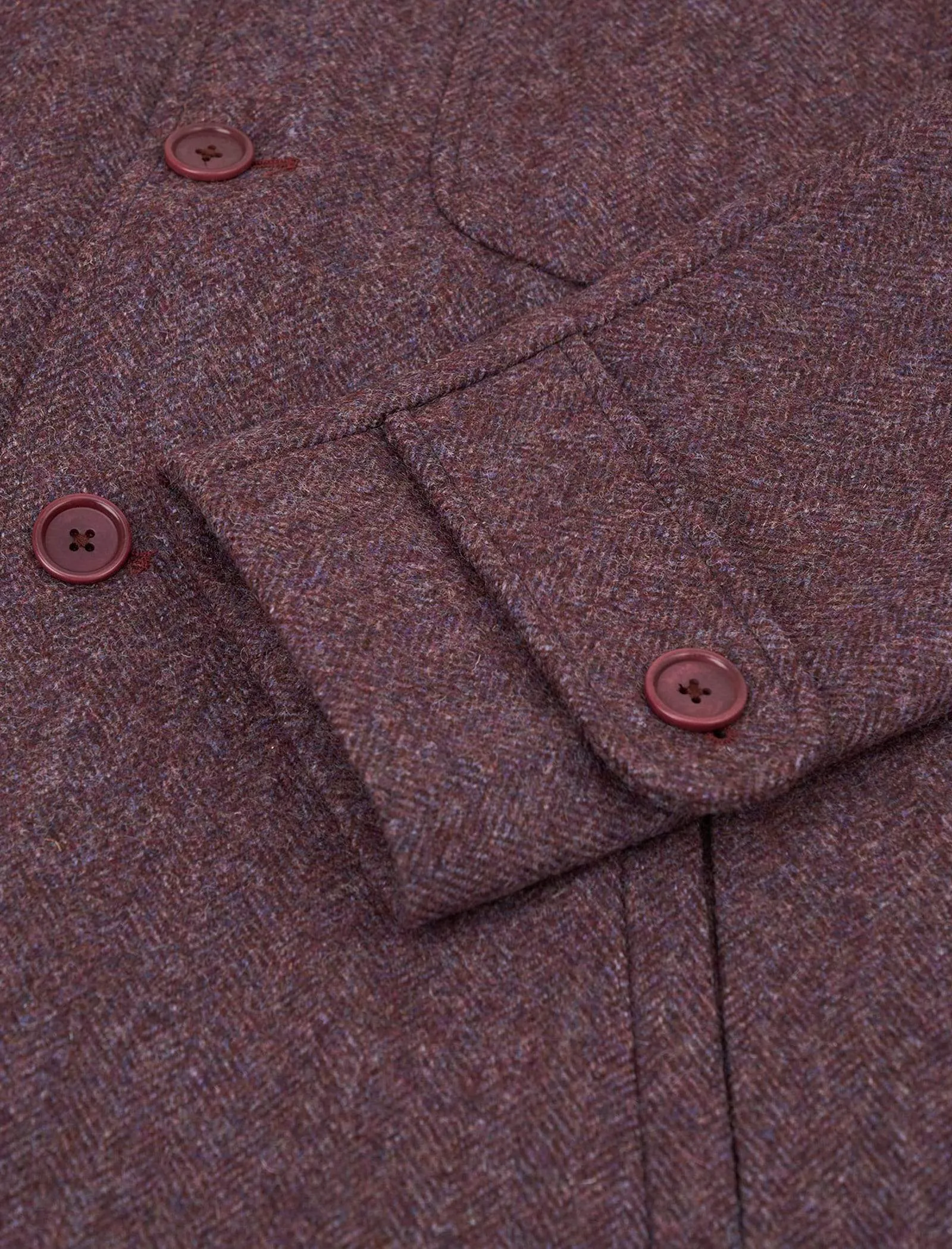 Plum Herringbone Wool Overcoat