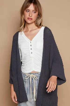POL Cardigan Knit Open Front Sweater with Pockets Oversized