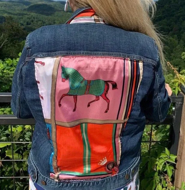 "Across The Board" Denim Jacket Pink Orange