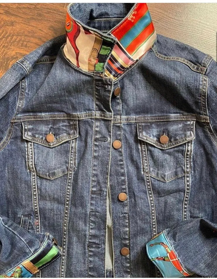 "Across The Board" Denim Jacket Pink Orange