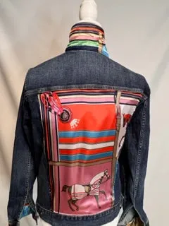 "Across The Board" Denim Jacket Pink Orange
