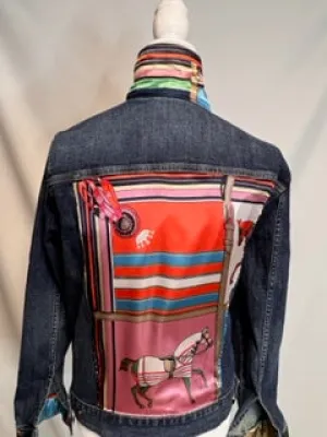 "Across The Board" Denim Jacket Pink Orange