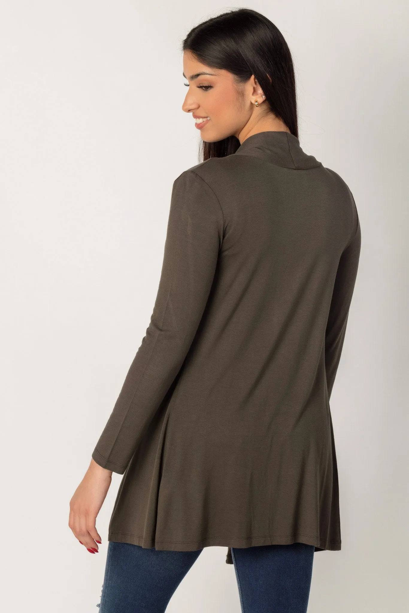 Rayon Long Sleeve Open Cardigan