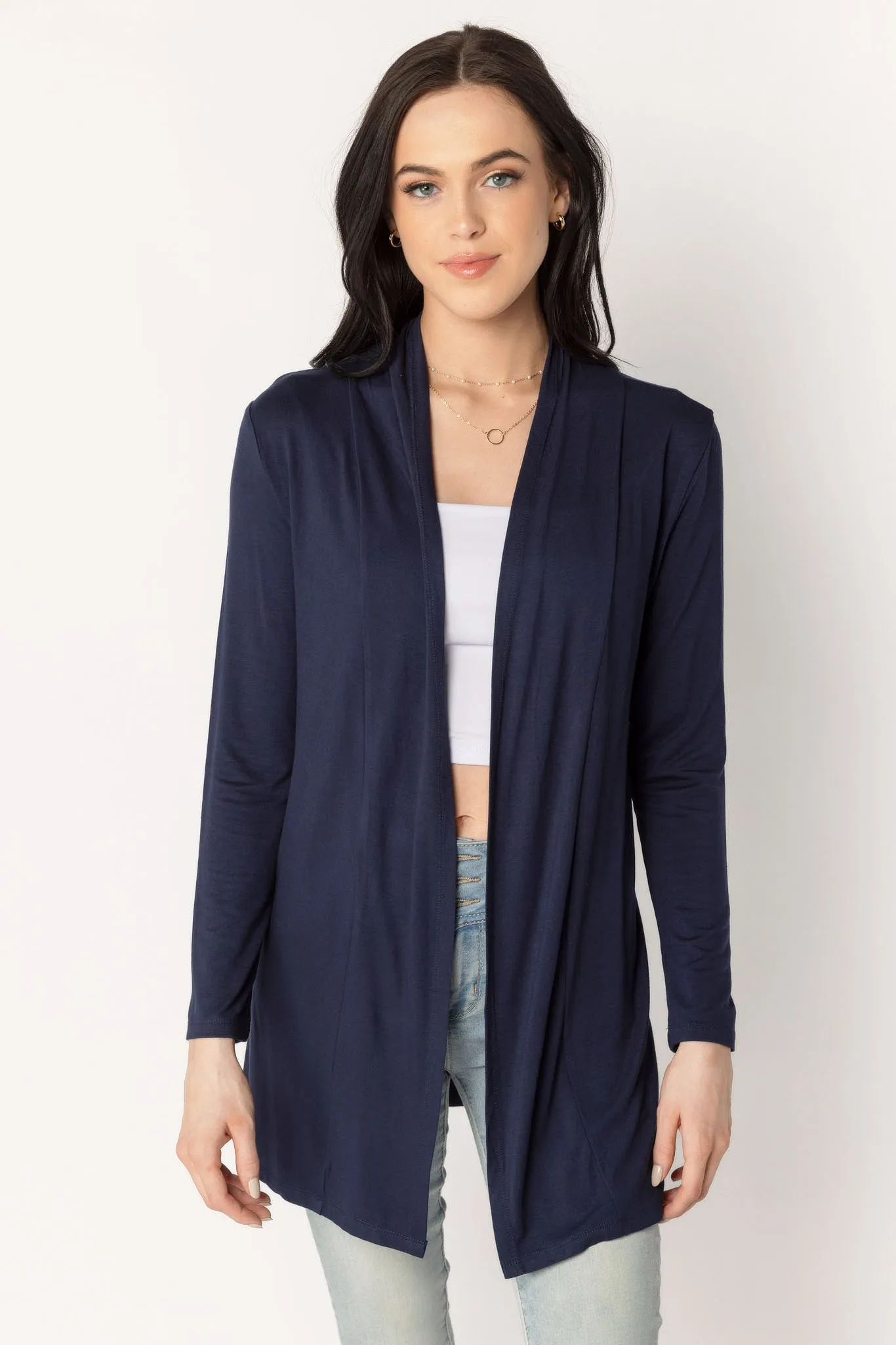 Rayon Long Sleeve Open Cardigan