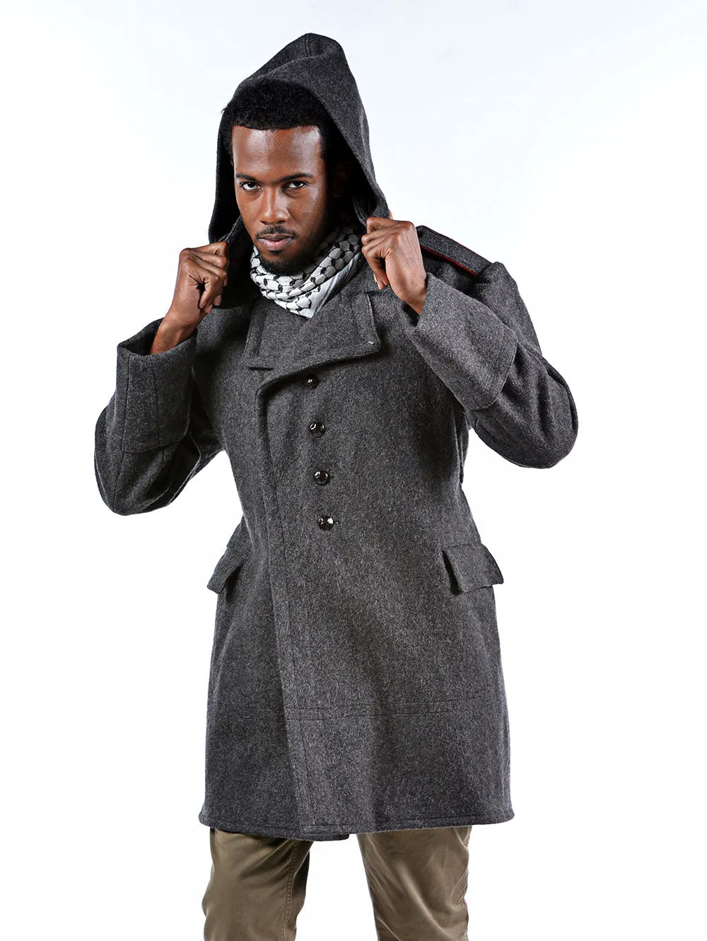 Redesigned Charcoal Hooded Overcoat