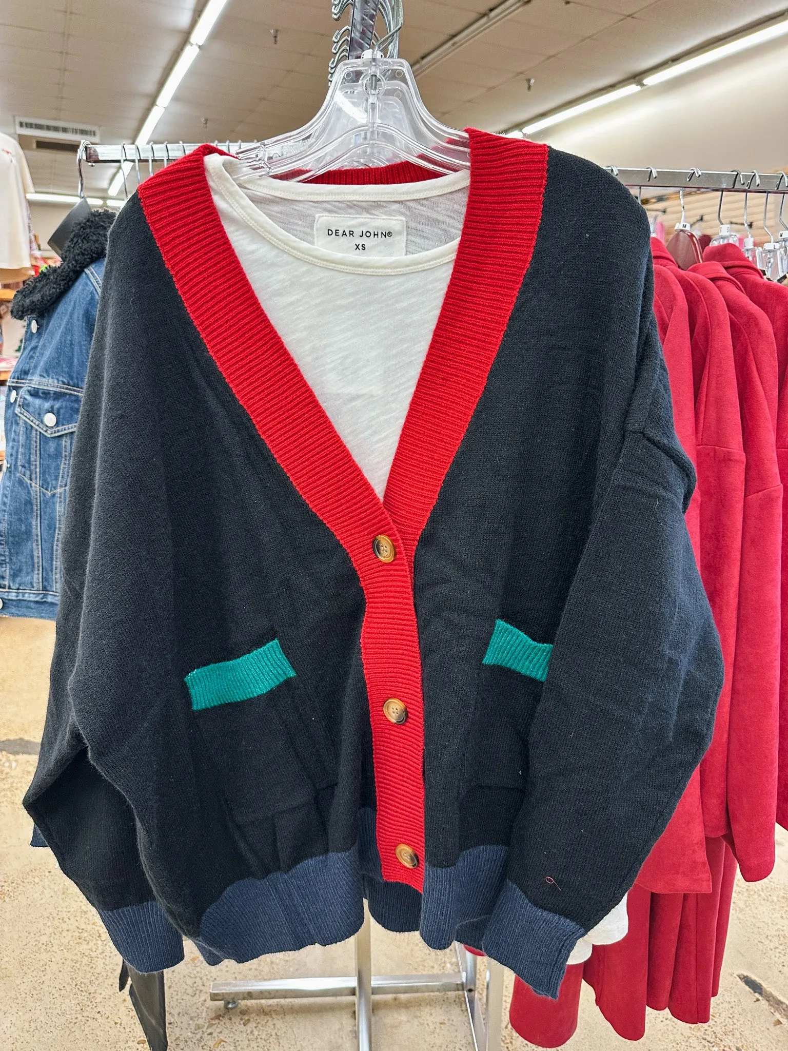 Sequin Nutcracker Color Block Black Cardigan