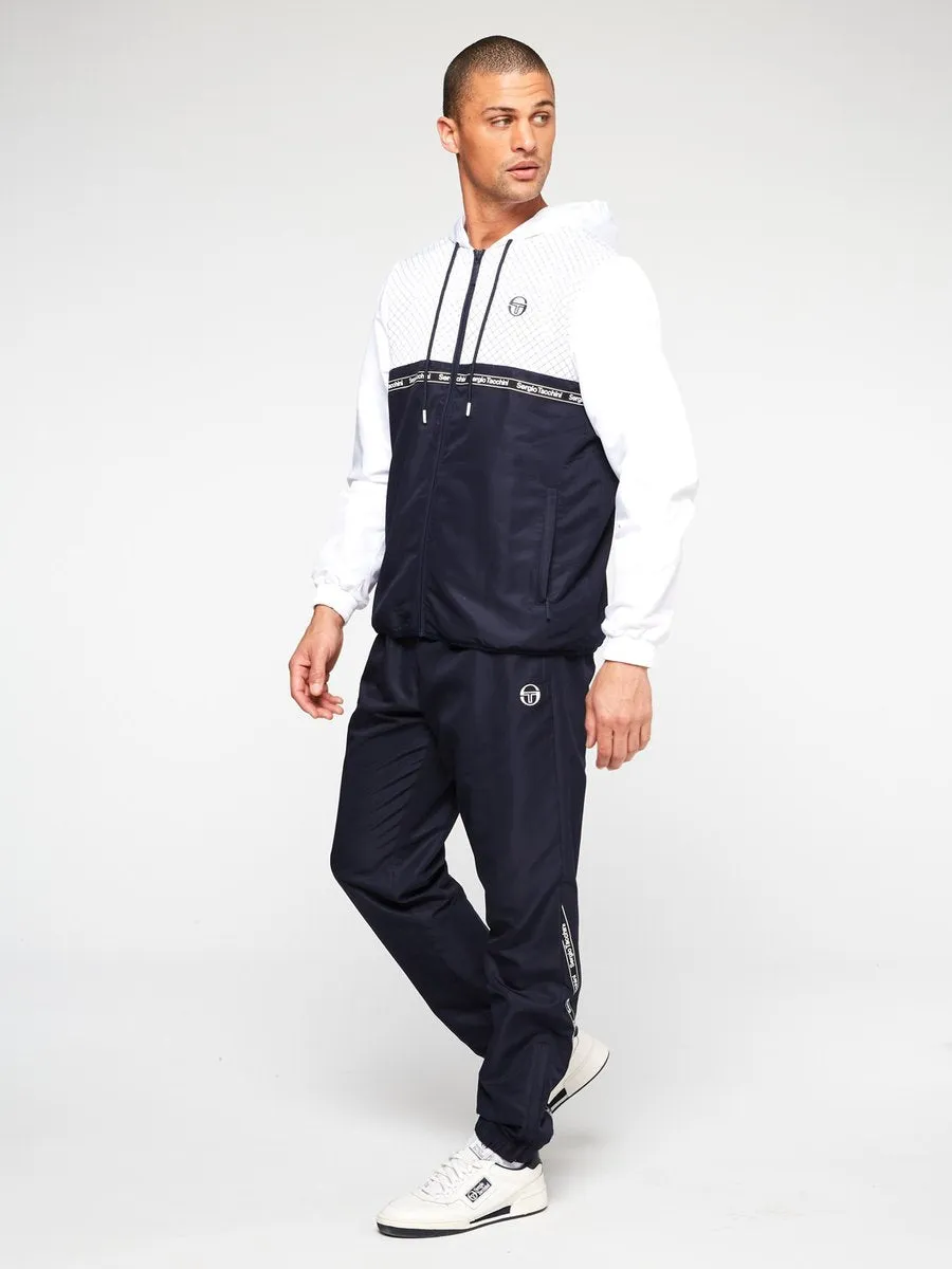 SERGIO TACHINNI NAPIER HOOD MEN’S TRACKSUIT- WHITE /NAVY/NTKWH