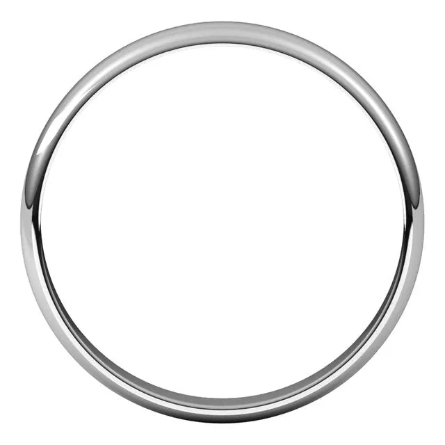 Sterling Silver Half Round Ultra-Light Wedding Band, 3 mm Wide