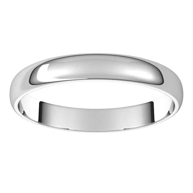 Sterling Silver Half Round Ultra-Light Wedding Band, 3 mm Wide