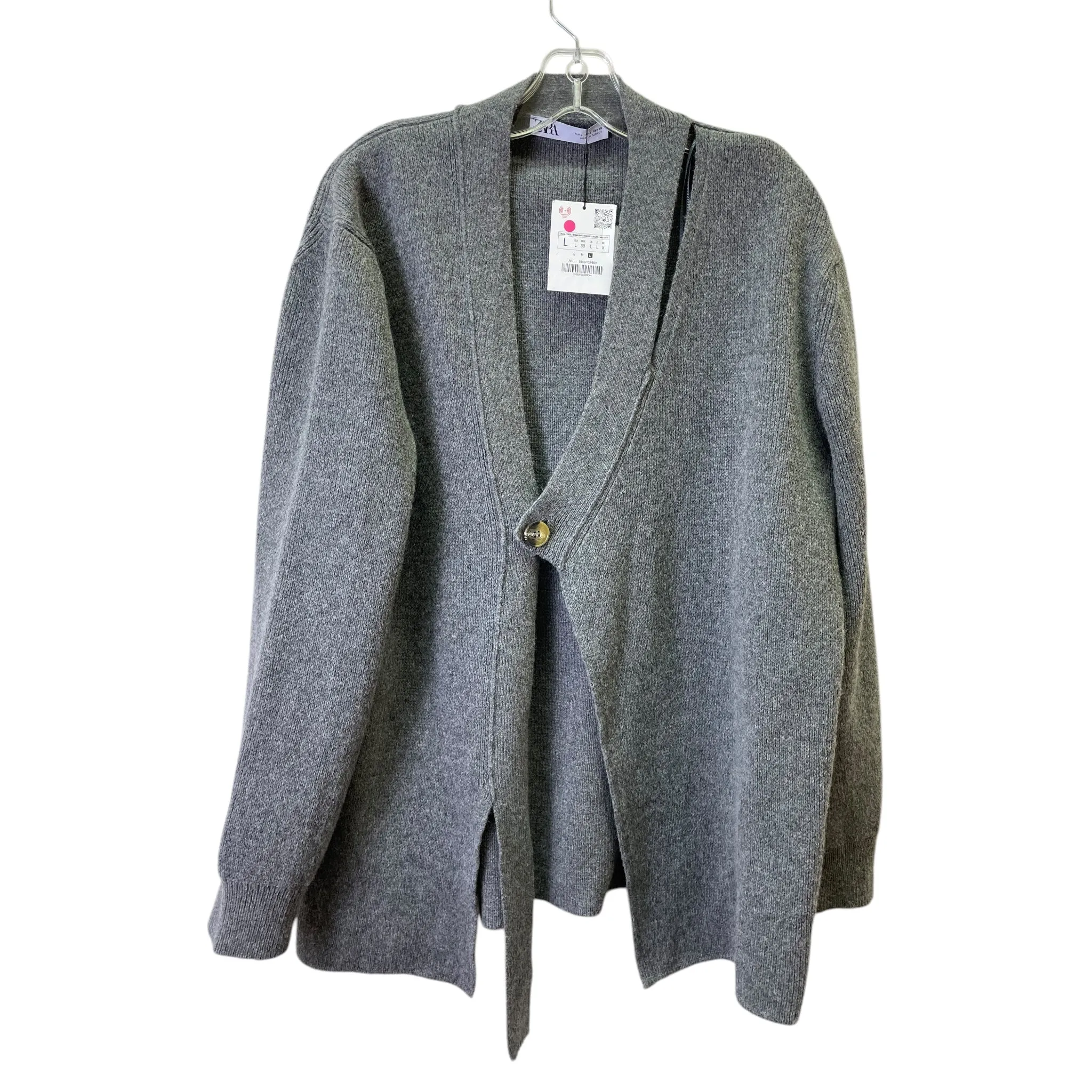 Sweater Cardigan By Zara In Grey, Size:L