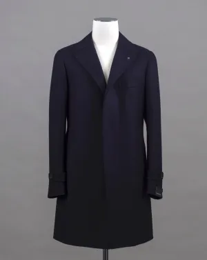 Tagliatore Single Breasted Wool Overcoat / Navy