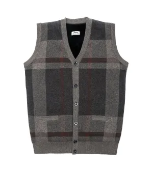 TARRAMARRA Men Plaid Knitted Wool Vest Detachable Inner Fleece Lining