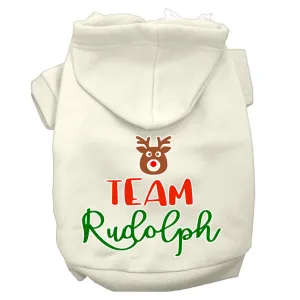 Team Rudolph Screen Print Dog Hoodie Cream Xxxl