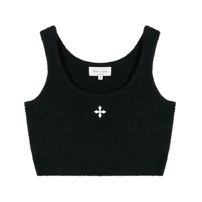 Textured Knitted Cropped Vest