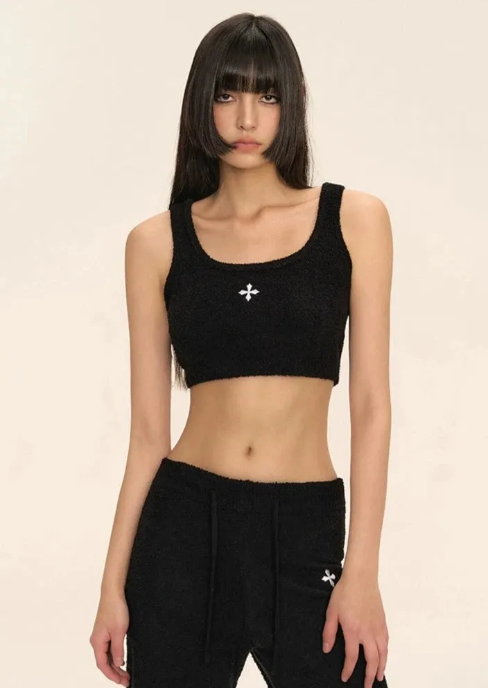 Textured Knitted Cropped Vest