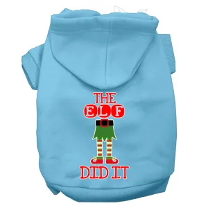 The Elf Did It Screen Print Dog Hoodie Baby Blue S