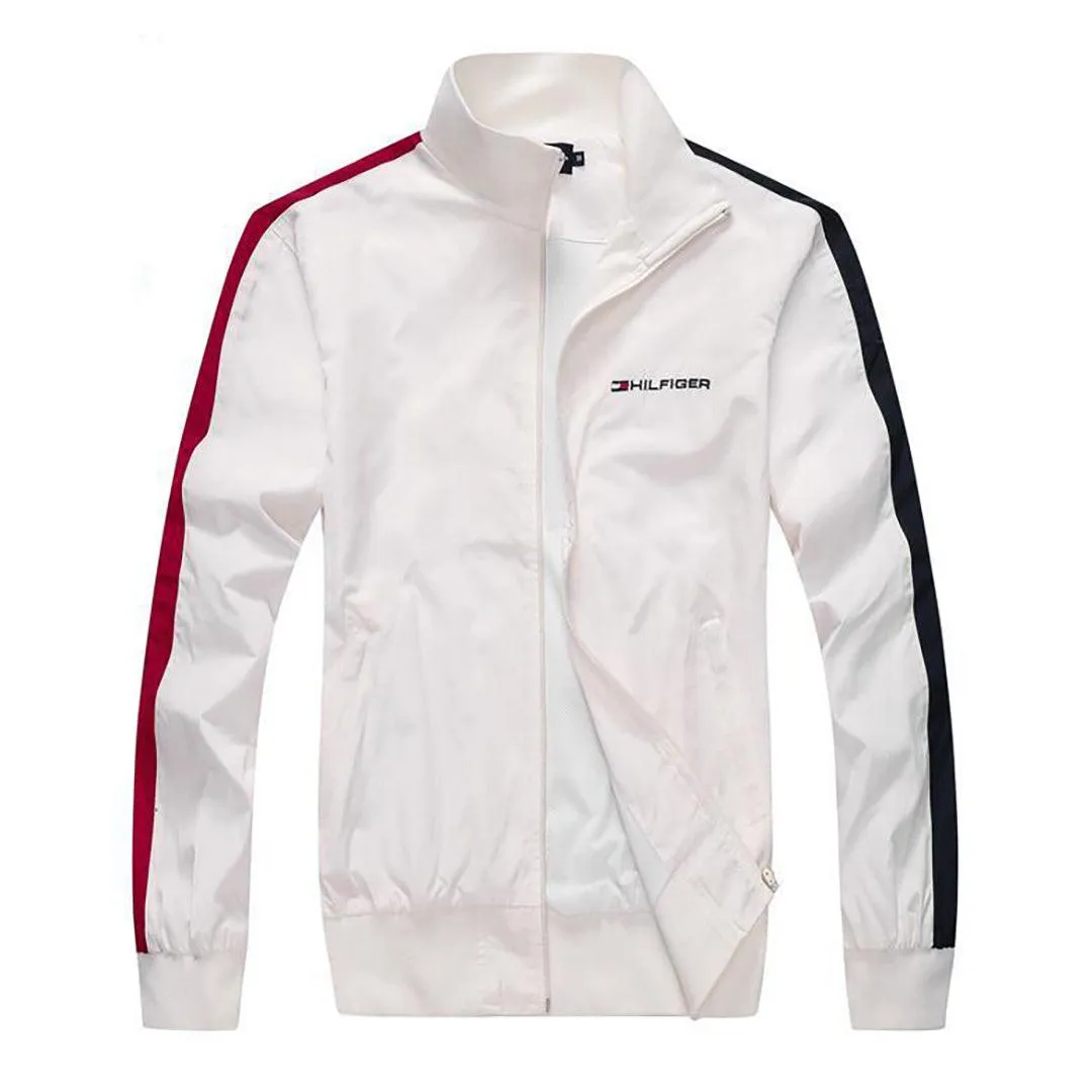 Tom Men's Essential Zip Thru Wind Breaker Jacket-White