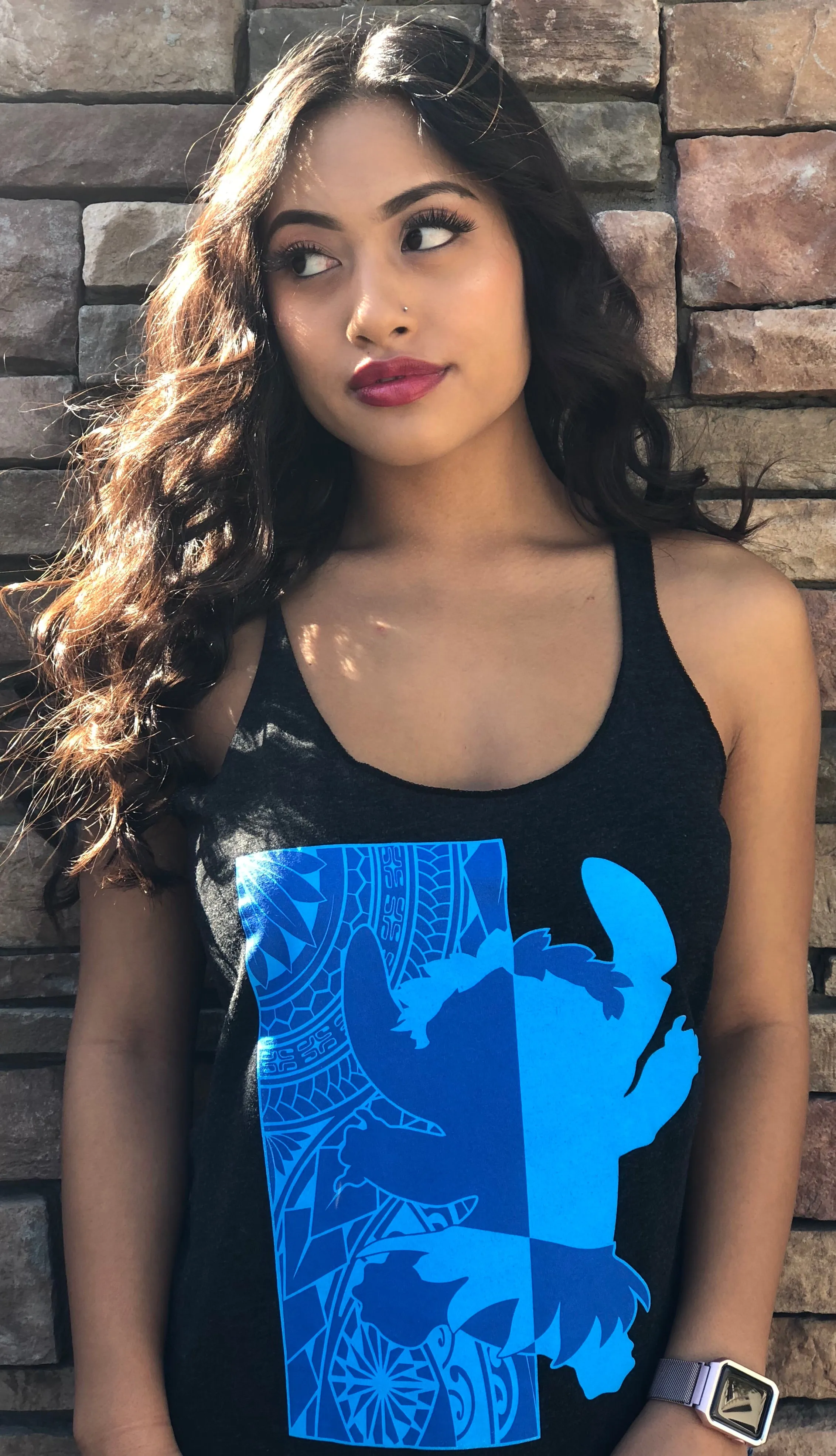 Tribal Stitch Shaka Ladies Racerback Tank