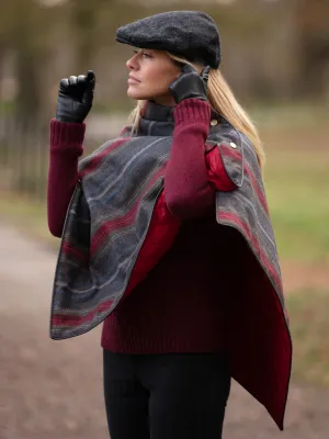 Tweed Shawl - Grey Red Blue Stripe