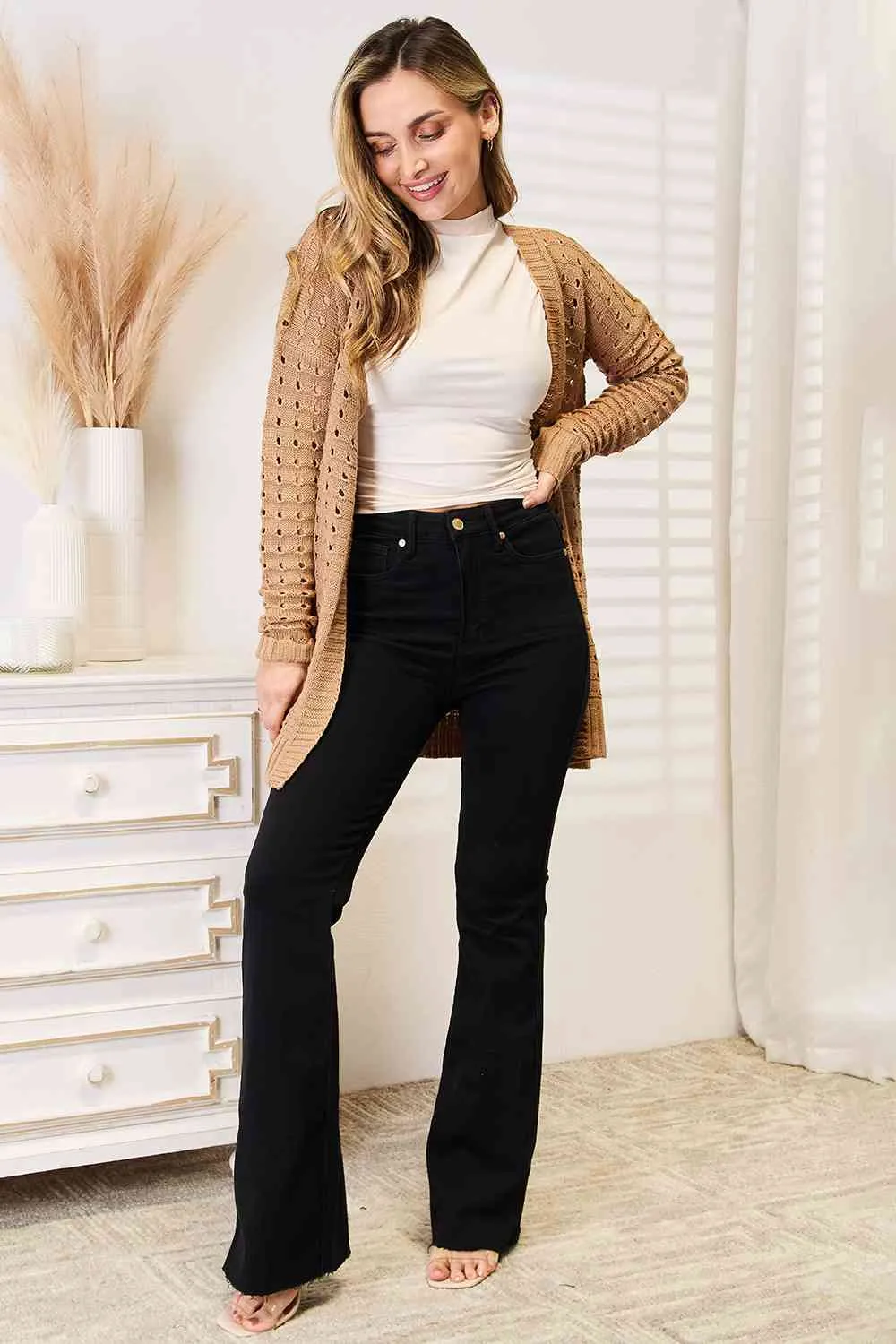 Wavey Open Front Cardigan