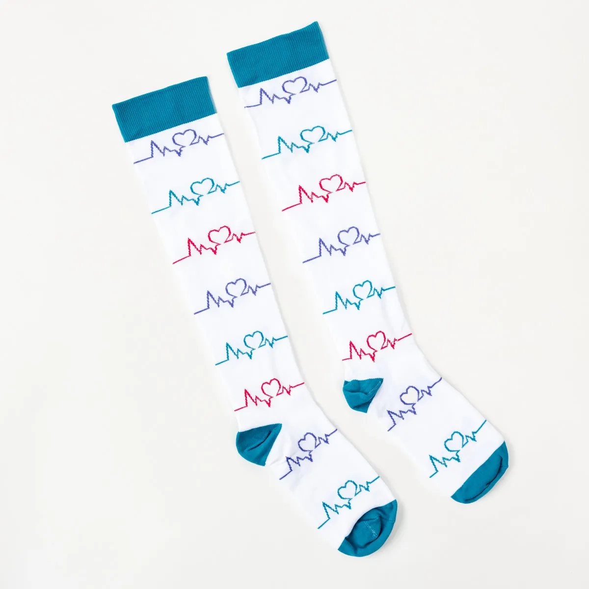 White Heart Compression Socks