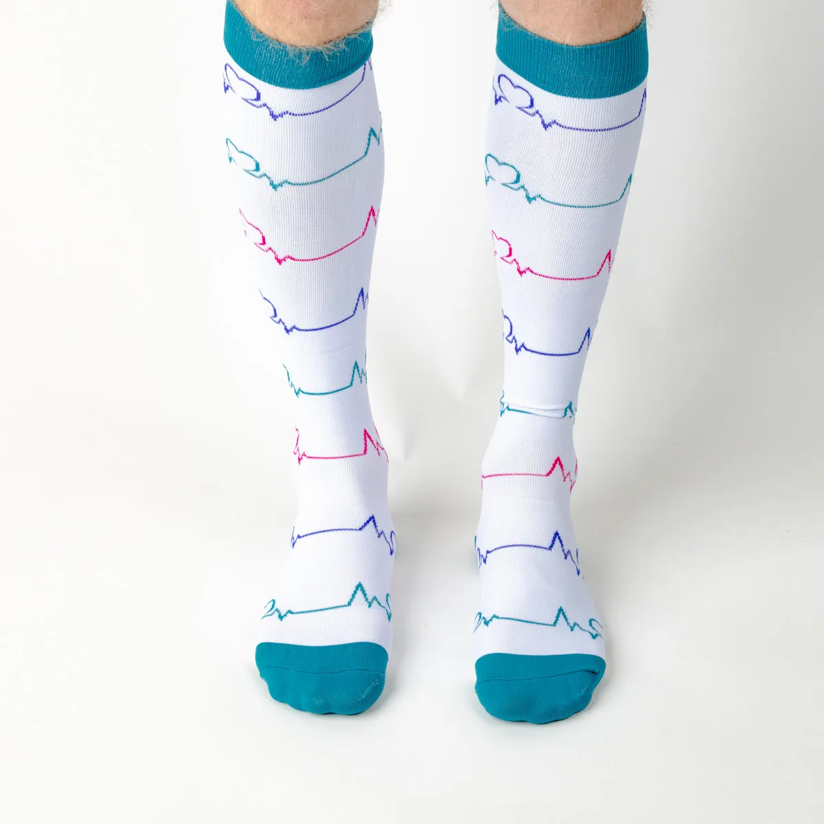 White Heart Compression Socks